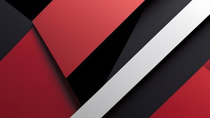 Fototapeta premium Abstract geometric background with overlapping red, black, and white shapes, modern design for digital and print media
