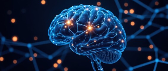 Stunning Visualization of a Human Brain With Neural Connections at Night