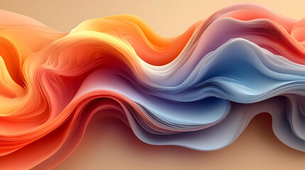 Obraz premium Abstract Flowing Waves: Orange, Red, and Blue