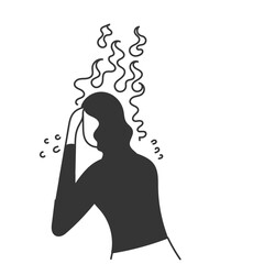 hand drawn doodle business woman with burning head fire