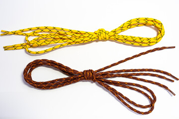 shoe laces on isolated white.