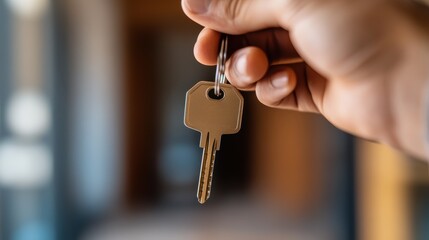 Happy couple receives keys to their new apartment from real estate agent