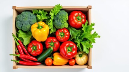 Freshly Harvested Vegetables in a Wooden Crate Ready for Cooking
