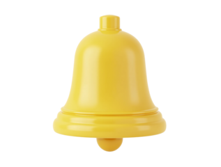 Yellow Notification Bell Isolated On a Transparent Background (PNG).
