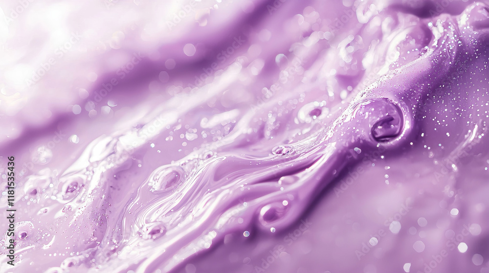 Poster abstract texture of glossy lilac color liquid with shimmering effect