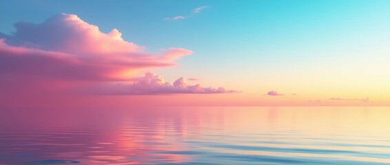Tranquil Seascape at Sunset With Vibrant Gradient Sky and Calm Waters