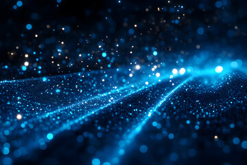 Obraz premium Digital technology background. Dynamic wave of glowing points. Futuristic background for presentation design. 3d 