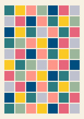 Vector abstract colorful geometric rectangle shapes poster. Colorful aesthetic cubism art style