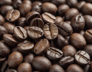 Naklejka premium roasted coffee beans food background, realistic illustration