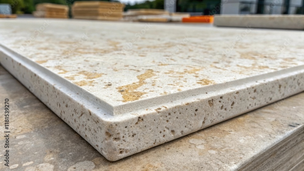Poster a close inspection of a precast panels surface showcasing its unique mottled finish that resembles n