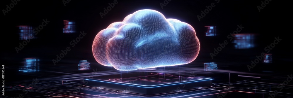 Poster futuristic cloud computing concept with digital data and cyber network connections