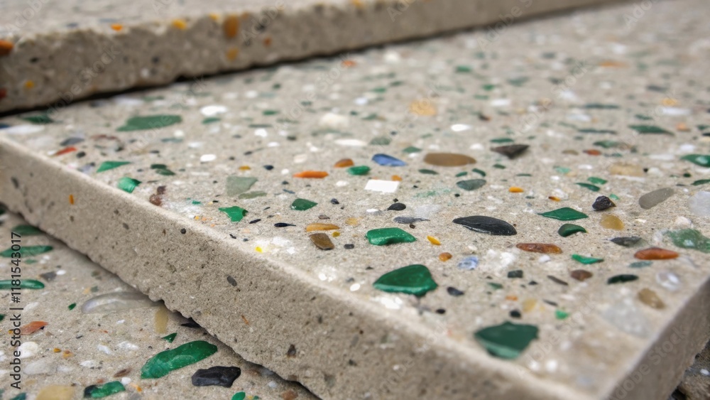 Poster A closeup reveals the intricate detailing of the precast slabs showcasing the aggregate embedded within the concrete mix. Bits of recycled glass and small stones peek through