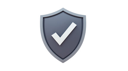 Shield with Check Mark Representing Security and Guarantee Isolated on a Transparent Background (PNG).