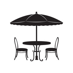 cafe table icon vector silhouette illustration on white background.table and chair icon

