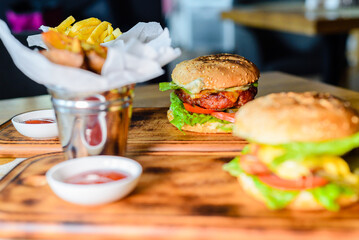 Close-up of home made burgers
