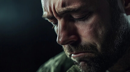 Obraz premium Close-up portrait of a man with emotion focused on feelings of despair