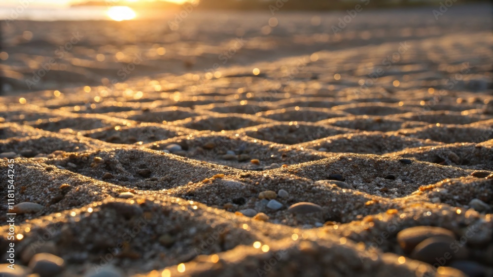 Aufkleber a close view of a gravel layer during the golden hour where the warm light casts intricate patterns 