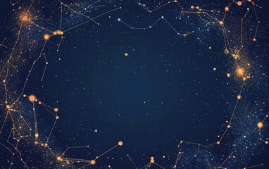 Fototapeta premium Night Sky Constellation Frame with Glowing Stars and Deep Blue Space Background