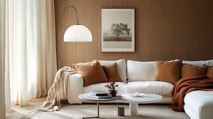 Contemporary white table lamp slim metal stand frosted glass dome styled modern living room neutral tone