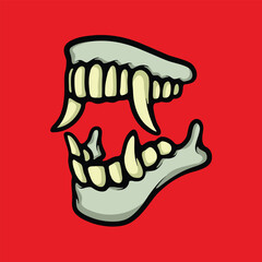 Big scary fangs cartoon vector illustration