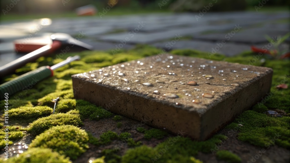 Leinwandbilder a detailed shot of a single paver displaying its rough texture and defined edges juxtaposed against 