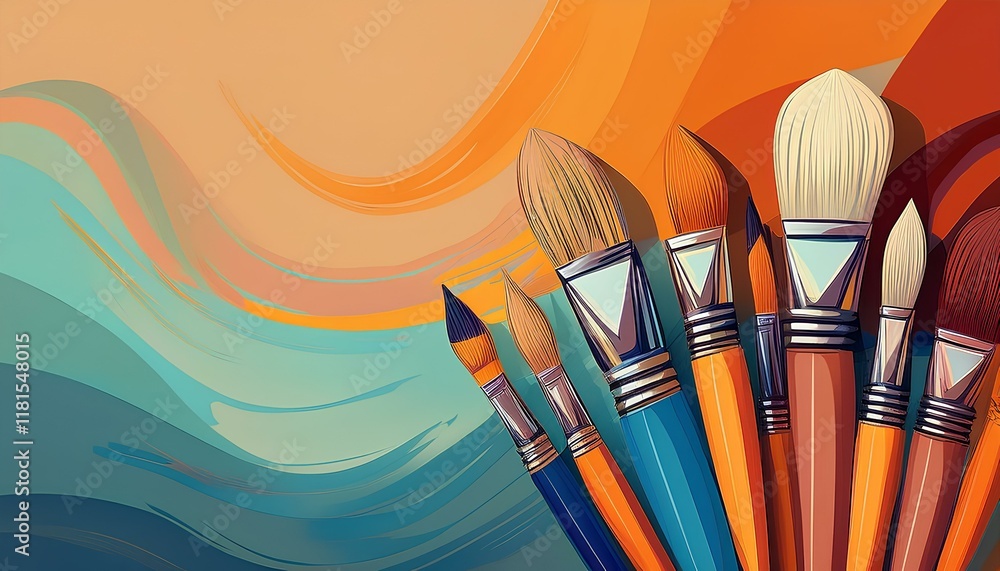 Poster Brush and paint in colorful illustrations with copy space for add text, design, web pages and banners.