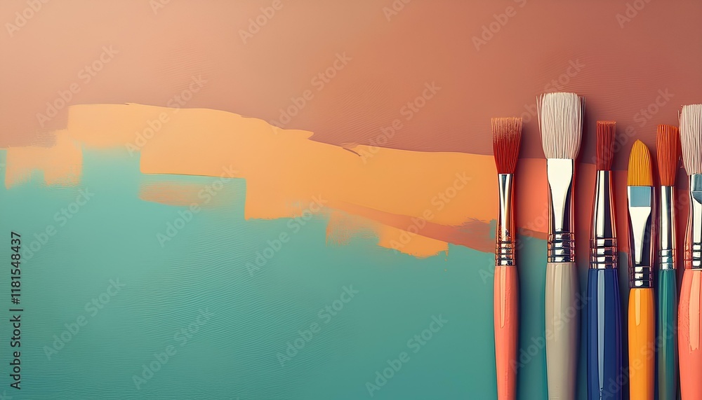 Poster Brush and paint in colorful illustrations with copy space for add text, design, web pages and banners.