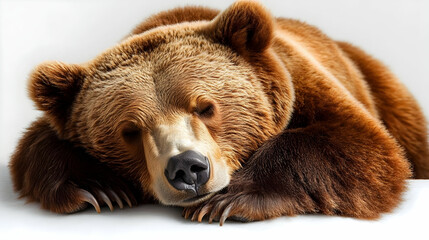 Obraz premium Brown Bear Sleeps Peacefully: Wildlife, Nature, Animal, Mammal, Fur, Paws, Claws, Rest, Sleep, Snooze