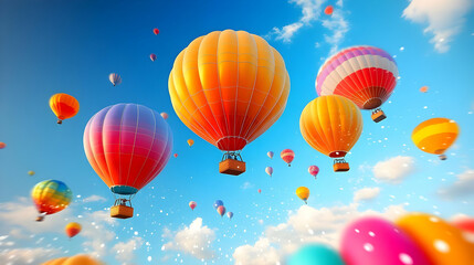 Hot Air Balloons Soar with Clouds and Sky Adventures
