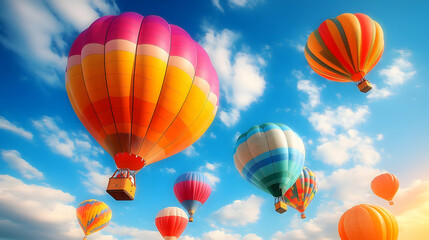 Fototapeta premium Hot Air Balloons Soar Skyward: A Colorful Aerial Adventure