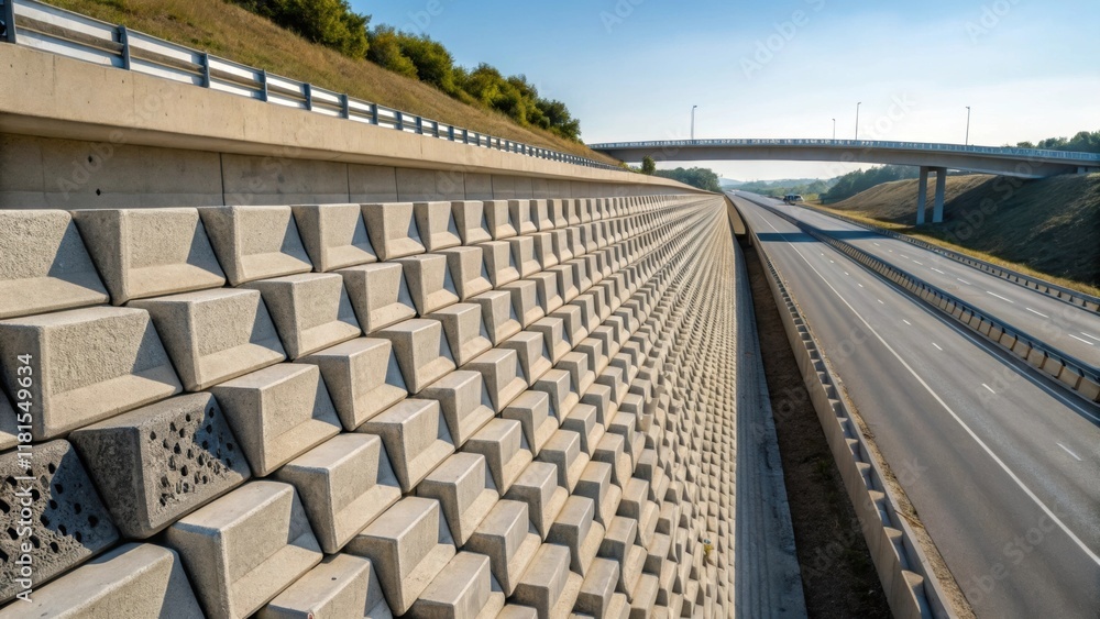 Aufkleber A highangle image capturing the interlocking blocks of a modular retaining wall system revealing the precision of their design and the seamless connections that allow for optimal