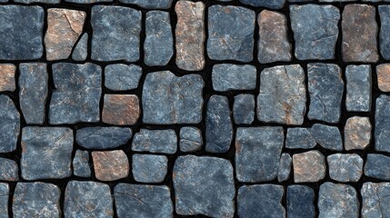 Obraz premium Seamless Texture of Dark Grey and Brown Cobblestone Stone Wall Background