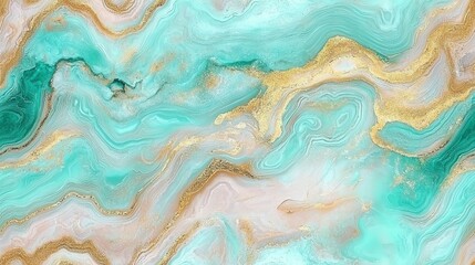 Fototapeta premium Abstract Teal and Gold Marble Texture Swirling Liquid Art Background Design