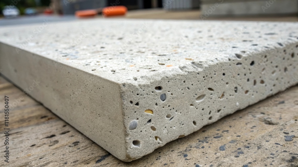 Aufkleber A macro perspective of a single precast concrete slab revealing the intricate surface patterns formed during the casting process. Tiny air bubbles and aggregate materials are