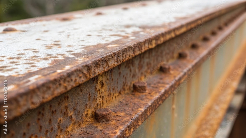 Poster A macro perspective of a girders surface revealing the fine details of its industrial finish with areas of oxidation intermixed with pristine sections showcasing the materials