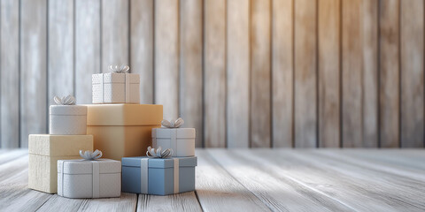Gift presentation cozy interior still life wooden environment soft lighting celebrating moments with thoughtful surprises