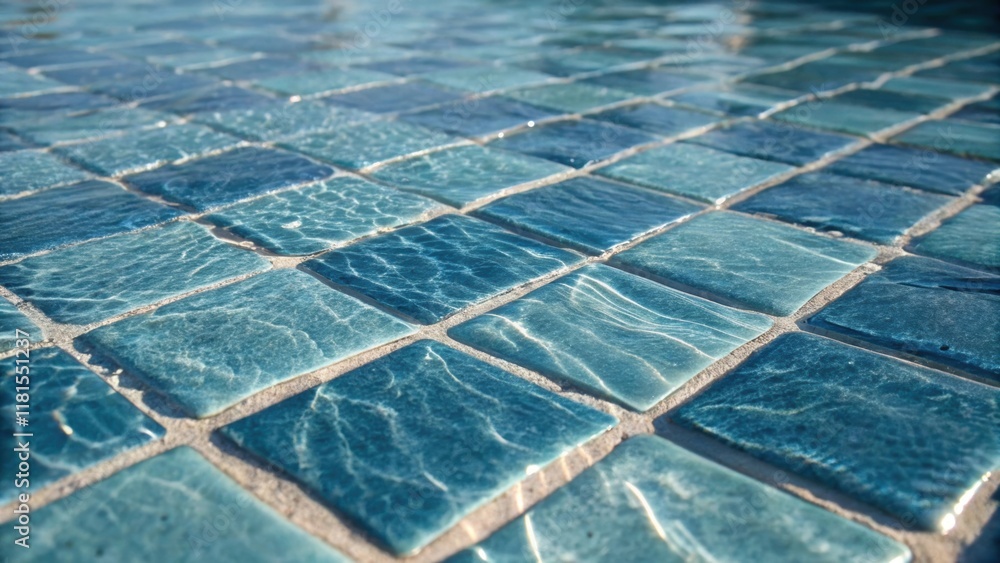 Poster A macro shot of a tiles surface showing depth in its layered texture resembling ripples in water. Tiny flecks of glass are embedded within catching the light and hinting at custom