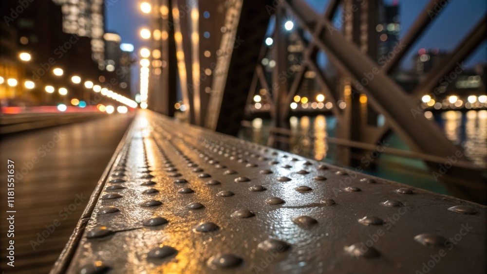 Poster a macro shot of the texture on the surface of a steel truss showcasing the fine grain patterns and s