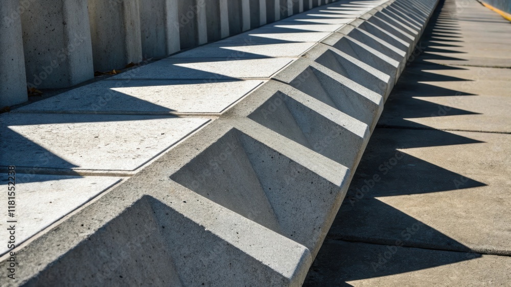 Aufkleber An abstract closeup reveals the unique shapes formed by the interfaces of two adjacent precast footings. The interplay of shadows creates a captivating visual effect where the
