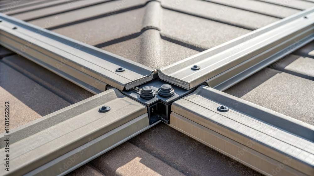 Aufkleber an abstract closeup highlights the joints between panels where innovative fastening systems are inte
