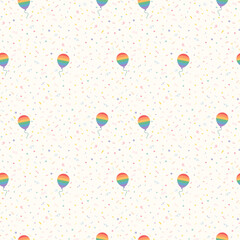 LGBTQ seamless pattern with flag balloon. Pride Parade. Pride Month. Hand drawn vector illustration