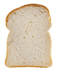 Top view from slice of white bread, isolated cutout on a transparent background.