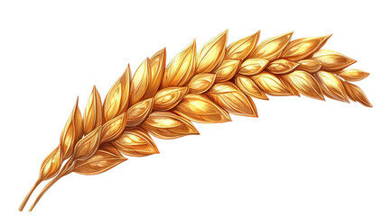 Close-up of a single wheat ear isolated