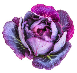 Obraz premium A photograph of a cabbage, against a white background, captured in high-definition. 