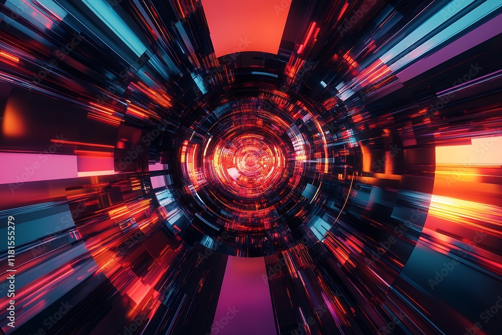 Leinwandbilder vibrant abstract background with streaming lines of motion and color : generative ai