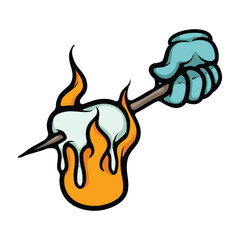 Melting marshmallow cartoon vector illustration