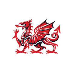 Iconic Welsh Red Dragon Illustration Perfect for St Davids Day Graphics and Decorations