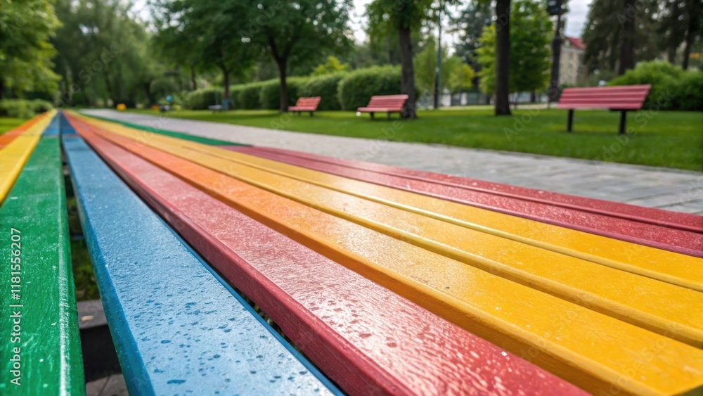 Aufkleber An intricate view of colorful composite bench tops featuring vibrant hues that catch the light with surface textures that hint at durability and weather resistance ready to enhance