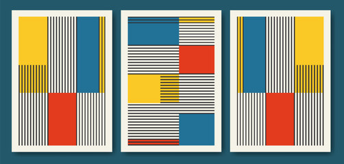 Vintage retro bauhaus design. Minimalist poster collection flat geometric art
