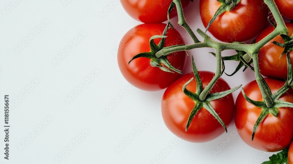 Poster a cluster of ripe red tomatoes glistens under soft light, emphasizing their freshness and juiciness,